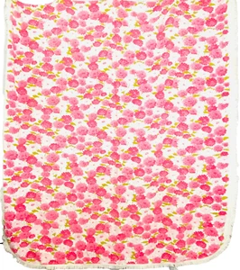 Vintage 1950s pink white floral bedspread cotton blanket woven full double MCM - Picture 1 of 14