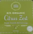 WHOLE FOODS TRIPLE MILLED SOAP 83% Organic Citrus Zest 4.4 oz Tin Box