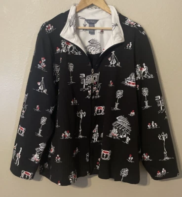 Chaqueta ligera Koret para mujer talla 2X negra de felpa francesa tejida cremallera completa temática francesa Foto 1 de 4