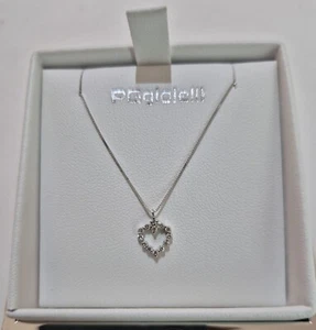 COLLANA PUNTO LUCE DIAMANTI Forma A CUORE Oro Bianco 18 Karati 750% PG GIOIELLI - Picture 1 of 9