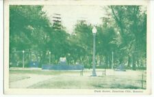 Park Scene JUNCTION CITY Kansas Vintage 1939 WB Green Tinted Postcard