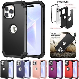 For iPhone 16e 16 15 14 13 12 11 Pro Max XR 8 7 Case Shockproof Heavy Duty Cover - Picture 1 of 58