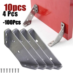 Universal Furniture Corner Connector Stainless Steel Angle Corner Brackets 4pcs - Picture 1 of 6