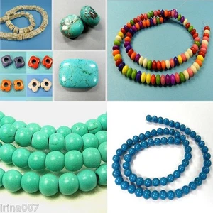 TÜRKIS  PERLEN  RUND  WÜRFEL  RONDELLE  BLUME    SCHMUCK  BASTELN  ZUBEHÖR  /812 - Bild 1 von 19