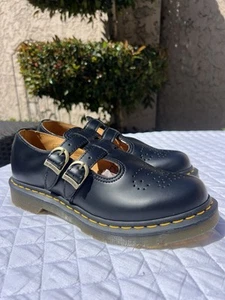 Clean! Dr. Martens Womens Size 8 39 Mary Jane Flat Loafers Black Leather 12916 - Picture 1 of 13