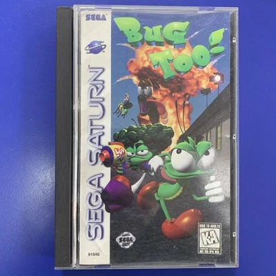 Sega Saturn Game Bug Too! CIB Complete In Box Broken Hinge - Image 1 of 4