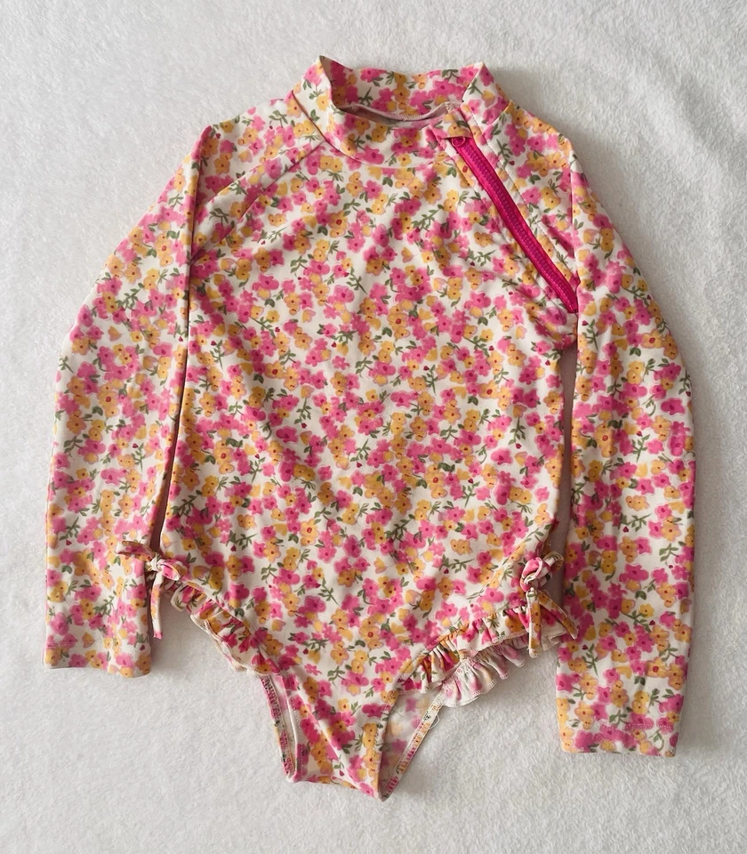 Traje de Baño Jessica Simpson Niña 3T Una Pieza Colorido Floral Mangas Largas Playa Foto 1 de 4