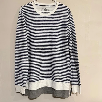 NWT American Rag Long Striped Crew Neck Pullover Top Women M Deadstock Coastal - Image 1 of 4