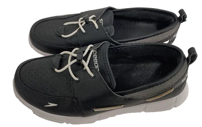 Mocassim Speedo Feminino 8 Portas Pretas Leve Sapatos de Barco Slip On - Imagem 1 de 4