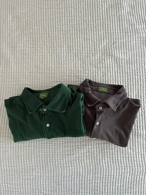 (LOTE DE 2) Polo Sid Mashburn Hombre Manga Larga XL Verde/Marrón Claro Foto 1 de 4