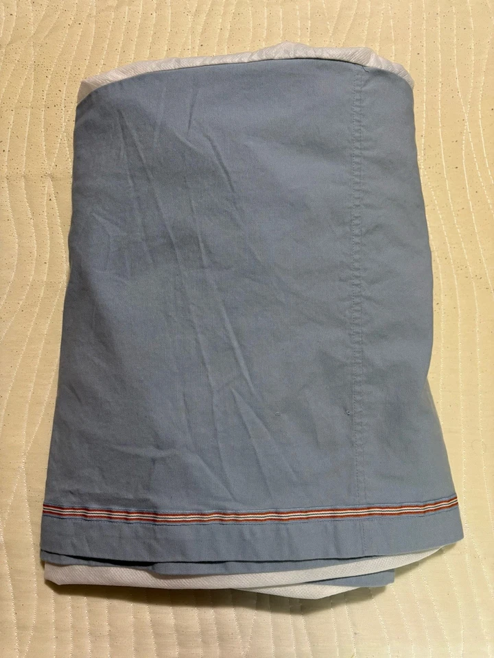 FALDA CAMA COMPLETA NAUTICA Azul Claro Con Azul Naranja Verde Blanco Rayas Parte Inferior Foto 1 de 4