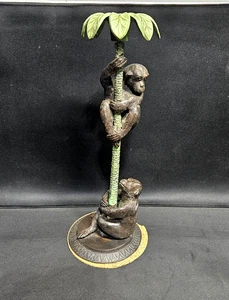 Candelabro vintage de palmera para trepar monos de bronce - Imagen 1 de 6