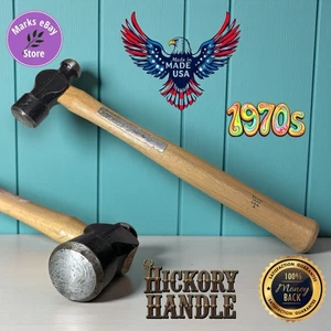 LšK Rare Vtg 12oz Stanley Ball Peen Hamer Hickory Handle, Workman Product Line - Picture 1 of 10