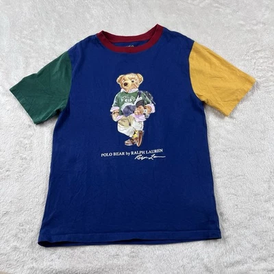 Polo Bear By Ralph Lauren T-Shirt Youth Medium 10-12 Big Logo Color Block - Image 1 of 4
