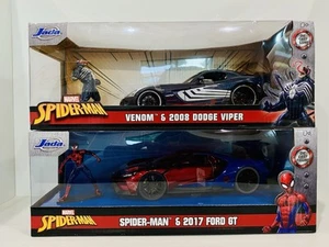 Marvel’s Spider-Man 2017 Ford GT & Venom 2008 Dodge Viper Jada Diecast 1/24 Cars - Picture 1 of 17