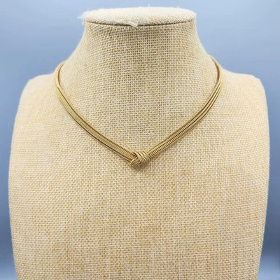 Christian Dior Gold Plated Triple Foxtail Chain Knot Choker Necklace 16" - Image 1 of 4
