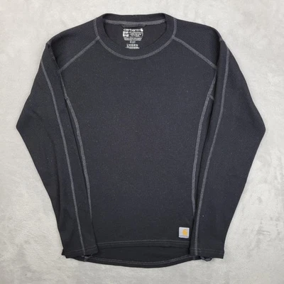 Camisa Carhartt Para Hombres Pequeña Negra Térmica Cuello Redondo Ropa de Trabajo Fuerza Capa Base Logo Foto 1 de 4