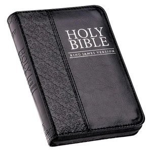 KJV Holy Bible, Mini Pocket Bible – Zippered Black Faux Leather Bible W/Ribbon M - Bild 1 von 2