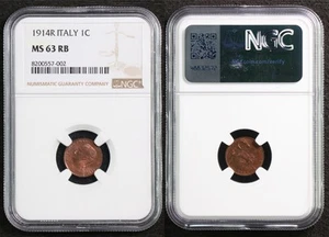 1914R Italy 1C NGC MS 63 RB - Picture 1 of 5