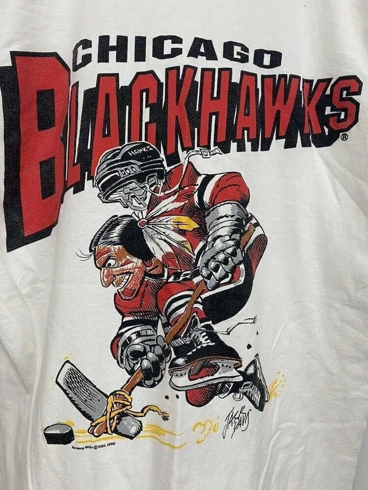 Camiseta de manga corta rara Chicago Blackhawks NHL hockey sobre hielo reimpresión HN3141 Foto 1 de 1