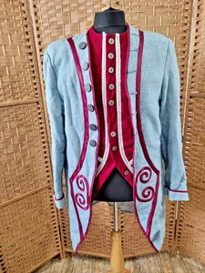 Herren Pantomime Kostüm Jacke & Weste blau rot Theater 38" / 40" - Bild 1 von 20