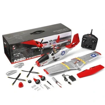 XK A280 P-51 Mustang 3D/6G System 560mm Wingspan 2.4GHz 4CH EPP RC Airplane Figh - Image 1 of 4