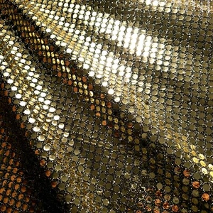Gold Black Sequin Fabric 54" By The Yard Round Sticker Dot Shiny Fabric - Picture 1 of 6