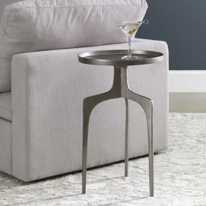 KENNA XL 25" CAST ALUMINUM INDUSTRIAL INSPIRED ACCENT END TABLE 25082 - Picture 1 of 3