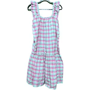 NWT Simply Southern Women's Size XL Pink/Blue Drop Waist Ruffle Plaid Dress - Picture 1 of 4