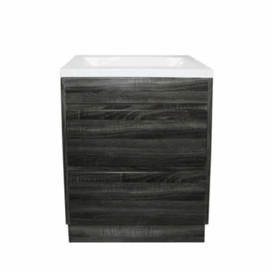600MM DARK GREY BATHROOM FREESTANDING VANITY ON KICKBOARD CERAMIC BASIN - Picture 1 of 3