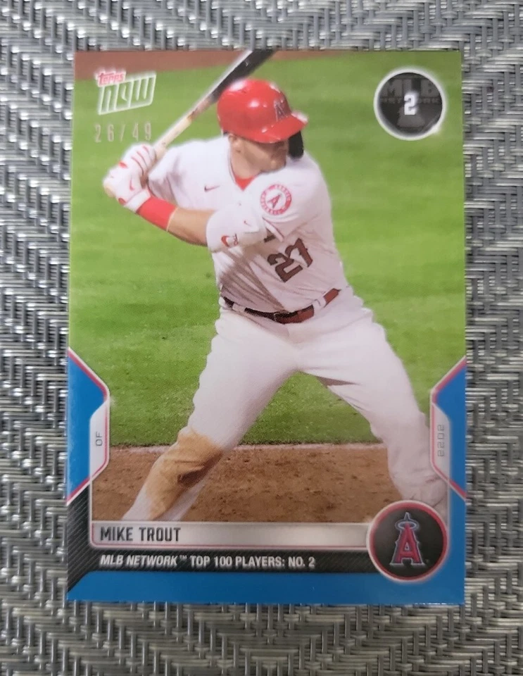 MIKE TROUT 2022 Topps Now MLB Network Top 100 BLUE PARALLEL #d 26/49 Angels - Image 1 of 2