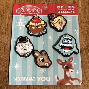 Crocs Jibbitz Rudolph the Red Nosed Reindeer Charms Limited Edition 5 Pack New - Picture 1 of 5