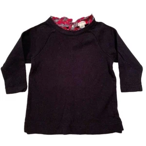 Crewcuts J Crew Black Sweater Red Tartan Plaid Ruffle Holiday Girl Size 4 5 - Picture 1 of 3