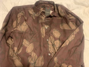 Camicia Ted Baker London manica lunga lyocel marrone floreale taglia 6 - Foto 1 di 8