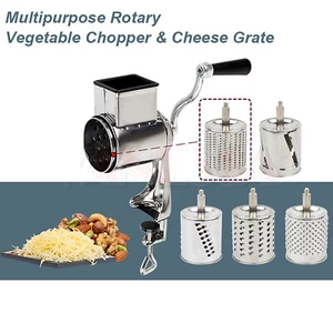 Silver Rotary Grater Food Mills Nut Grinder with 5 Drum Blade Grinding Tool - Picture 1 of 22