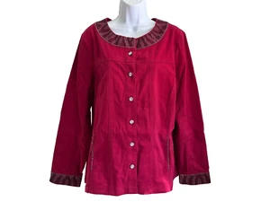 Quacker Factory Size L Red Embellished Long Sleeve Jacket - Picture 1 of 11