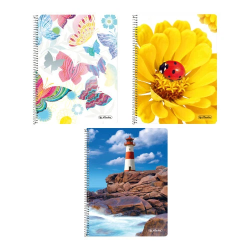 3x Herlitz Collegeblock / DIN A5 / Spiralblock / kariert / 3 verschiedene Motive - Bild 1 von 1