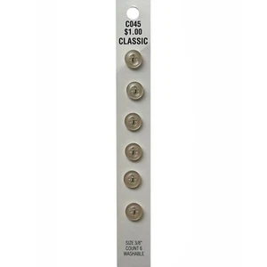 Buttons Cream 4-Hole 6-Pack 3/8" Vintage Blumenthal Lansing No. C045 USA - Picture 1 of 8
