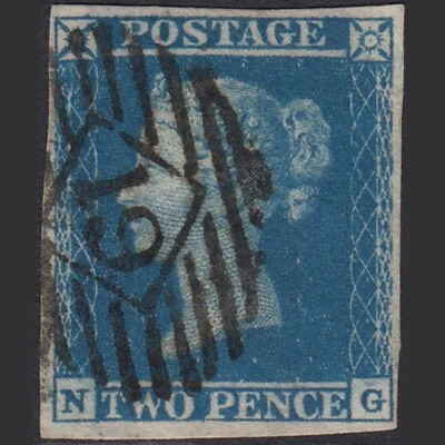 X18_20 GB QV 1841 2d VIOLET-BLUE EARLY STAGE PL 4 SGES17 NG GU 4M LONDON IS 19 - Image 1 of 2