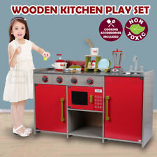 Wooden Kitchen Pretend Play Set Toy Kids Toddlers Cooking Home Children Cookware