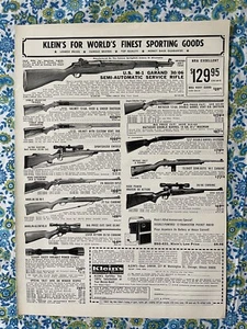 Anuncio impreso Klein’s Sporting Goods 1967 vintage caza Garand 30/06 anuncio - Imagen 1 de 7