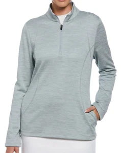 PGA Women's Midweight 1/4 Zip Layering Pullover Shirt/Jacket, Light Gray - Sz. S - Picture 1 of 5