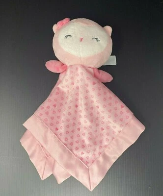 Manta de seguridad Carters Child of Mine Pink Owl Baby Lovey corazones sonajero satinado  Foto 1 de 4