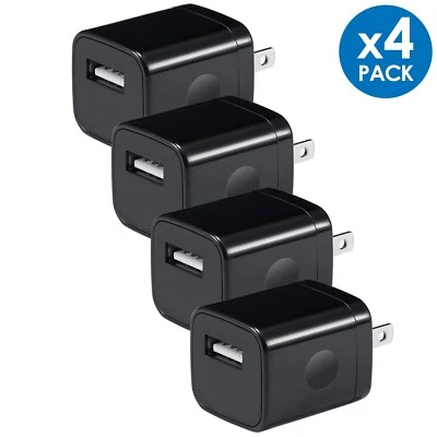4 PCS USB Wall Charger AC Power Adapter US Outlet For iPhone 8 X 11 12 13 iPod - Image 1 of 4
