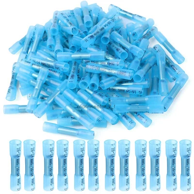 600/100 Heat Shrink Waterproof Wire Connectors 14-16AWG Butt Seal Terminals Kit - Image 1 of 4