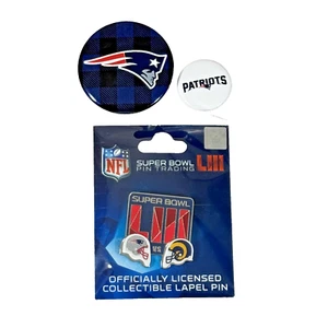 Lote de 3 prendedores de los New England Patriots Super Bowl LIII 53 vs LA Rams prendedores de solapa - Imagen 1 de 20