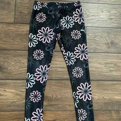 Leggings deportivos PUMA Niñas Grandes 12-14 Negros Rosa Blanco Diseño Floral Foto 1 de 4