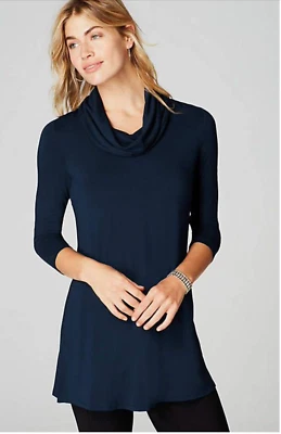 J. Jill ~ M ~ NUEVA Túnica Perfect Wearever Cuello Capucha ~ Deep Sea ~ Nueva con Etiquetas Foto 1 de 4