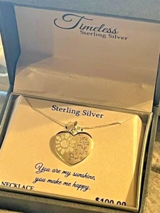 You Are My Sunshine Necklace Sterling Silver Heart Sunflower New in GIFT Box - Picture 1 of 3