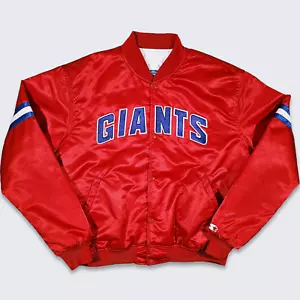 New York Giants Vintage 80s Starter Satin Bomber Jacket - NFL Authentic Pro Line - Picture 1 of 10